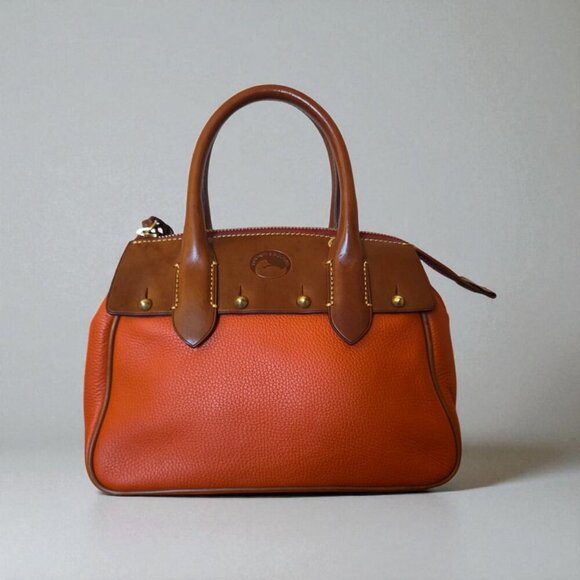 Dooney & Bourke Handbags - Dooney & Bourke Wilson Satchel Bag R343 Orange Pebble Leather w/ Strap Rare